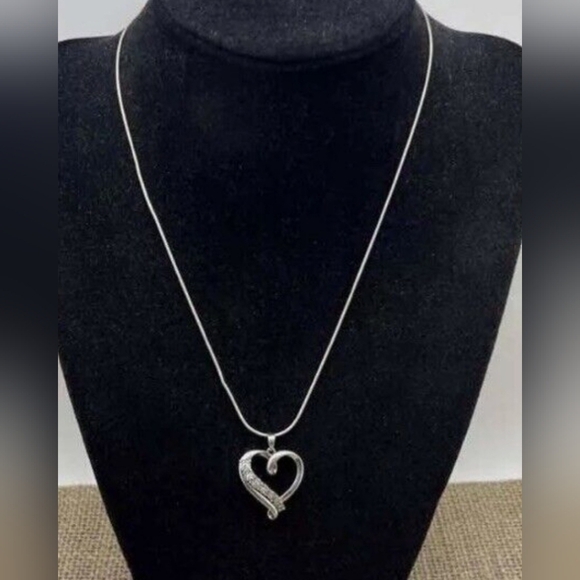 Ralph Lauren Silver & Diamond Open Heart Necklace - Picture 2 of 7